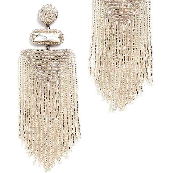 🌺🎉NWT🎉🌺 Anthropologie Deepa Silver Beaded Fringe Chandeliers - Picture 15 of 16